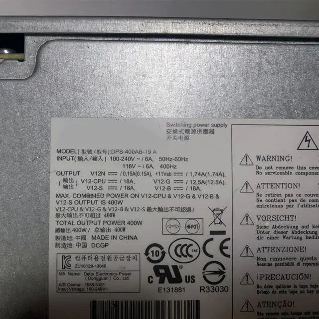 Alt view image 3 of 5 - 704427-001 705045-001 DPS-400AB-19 A 400W for H-P Z230 C-MT Power Supply Psu