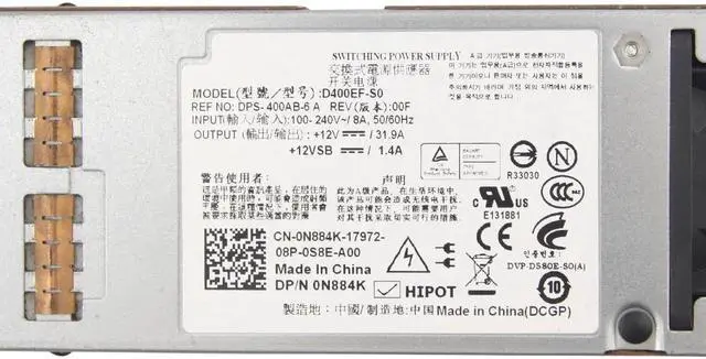 Alt view image 5 of 5 - for D-ELL T310 400W Server Power Supply D400EF-S0 N884K DPS-400AB-A 400W VV034