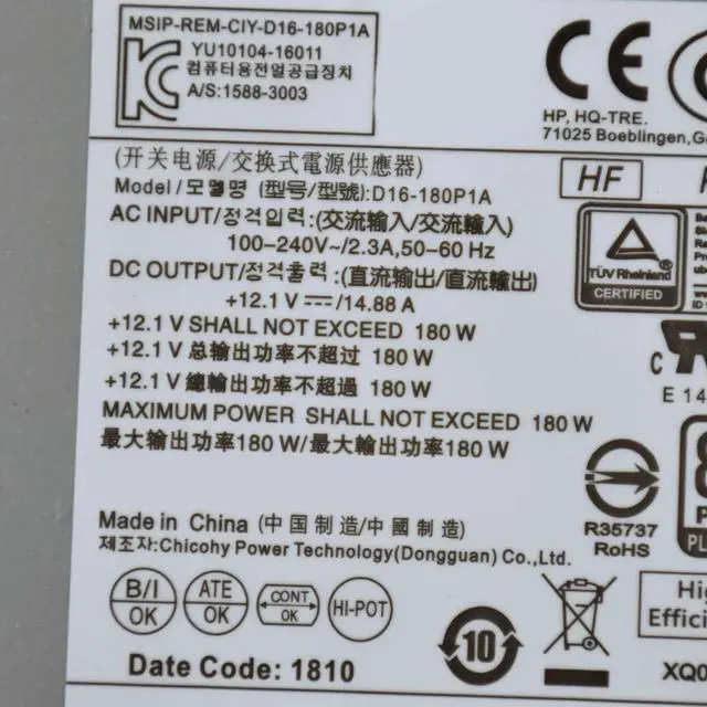 Alt view image 5 of 6 - 180w 4+4pin for H-P 280 Pro G3 MT Power Supply PA-1181-6HY D16-180P3A Psu