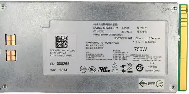 Alt view image 4 of 5 - 750W Server DC Power Supply for D-ELL R510/R910  CPS750-D121 6GTF5 Psu