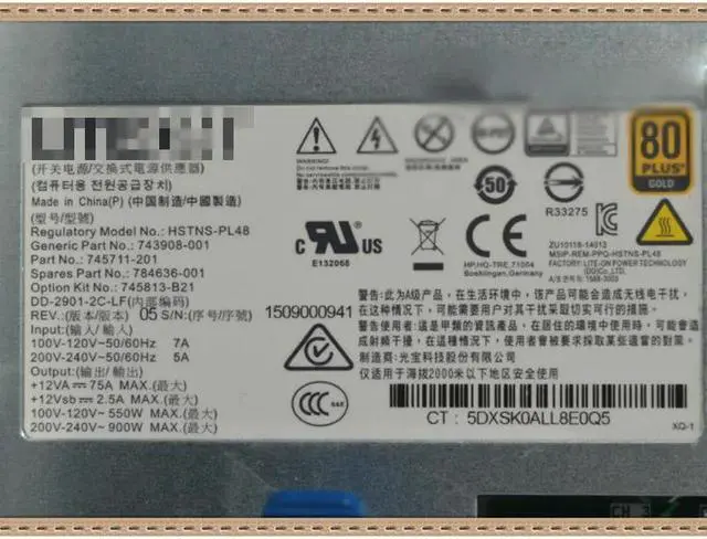 Alt view image 4 of 4 - for H-P DL180 Gen9 G9 Server Power Supply 744689-B21 754376-001 HSTNS-PL48-A 900W Psu