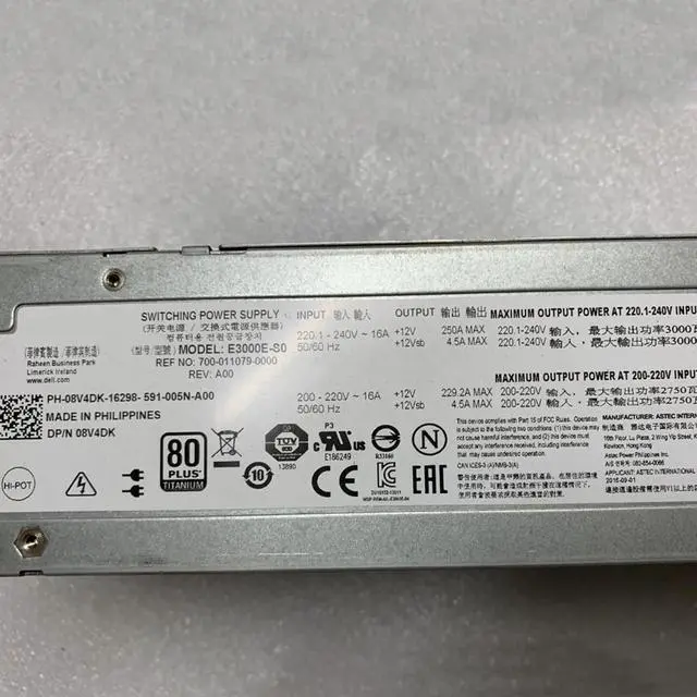 Alt view image 4 of 4 - For D-ELL M1000E Flex Blade Server Power Supply 3000W 8V4DK 08V4DK E3000E-S0 Psu