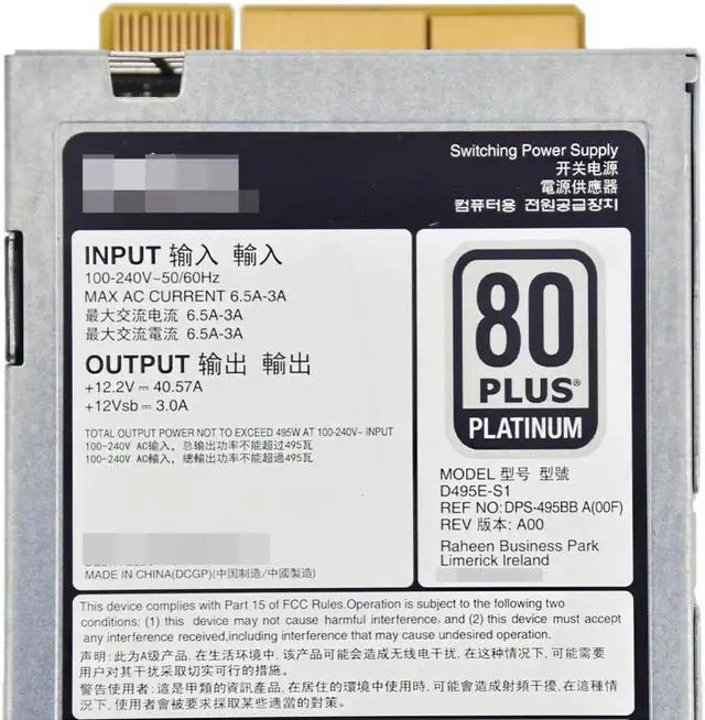 Alt view image 2 of 5 - for D-ell R730/R630/R730XD/T630 495W Power Supply 9338D E495E-S1 Psu