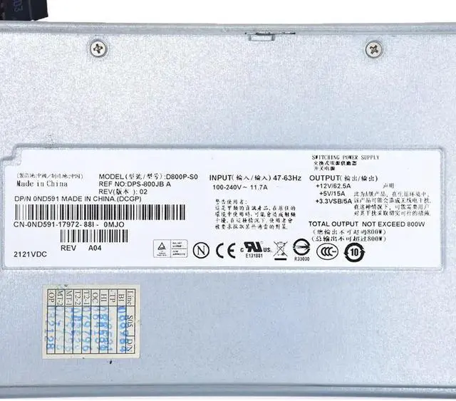 Alt view image 2 of 6 - For D-ELL PE1900 ND444 ND591 7001209-Y000  Z800P-00 ND444 ND591 800W Power Supply Psu