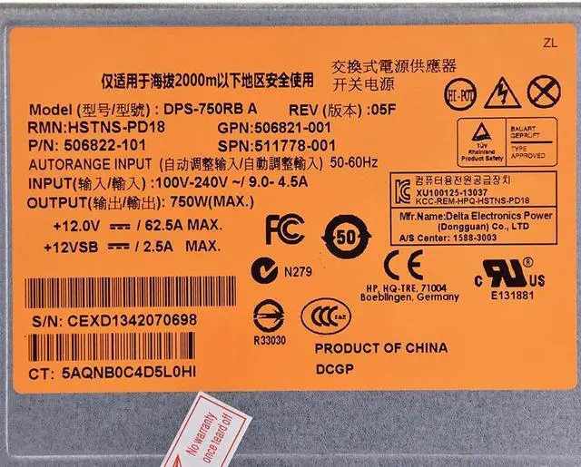 Alt view image 5 of 5 - 750W Server Power for H-P DL380 G6 G7 HSTNS-PL18 511778-001 DPS-750RB A Power Supply PSU