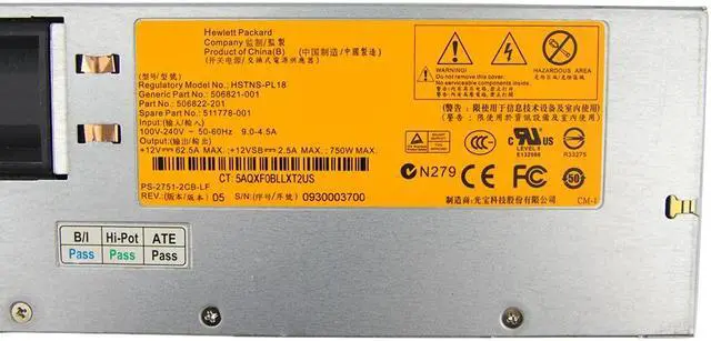 Alt view image 4 of 5 - 750W Server Power for H-P DL380 G6 G7 HSTNS-PL18 511778-001 DPS-750RB A Power Supply PSU