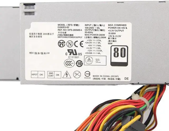 Alt view image 4 of 6 - For D-ell Optiplex XE SFF Power Supply Y738P D499R Y738P L280E-01 280W Psu