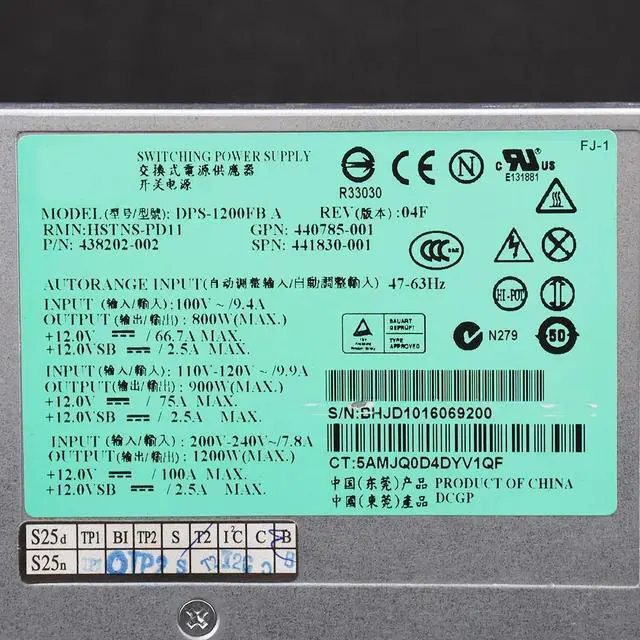 Alt view image 6 of 6 - 1200W Server Power  for H-P DL580 G5 DPS-1200FB A HSTNS-PD11 438202-001 Power Supply psu 440785-001 441830-001 Mining  PSU