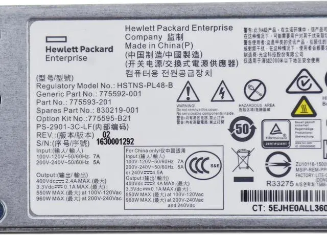 Alt view image 5 of 5 - For H-P DL20 160 G9 900W Power Supply 775595-B21 775592-001 HSTNS-PL48 B Psu