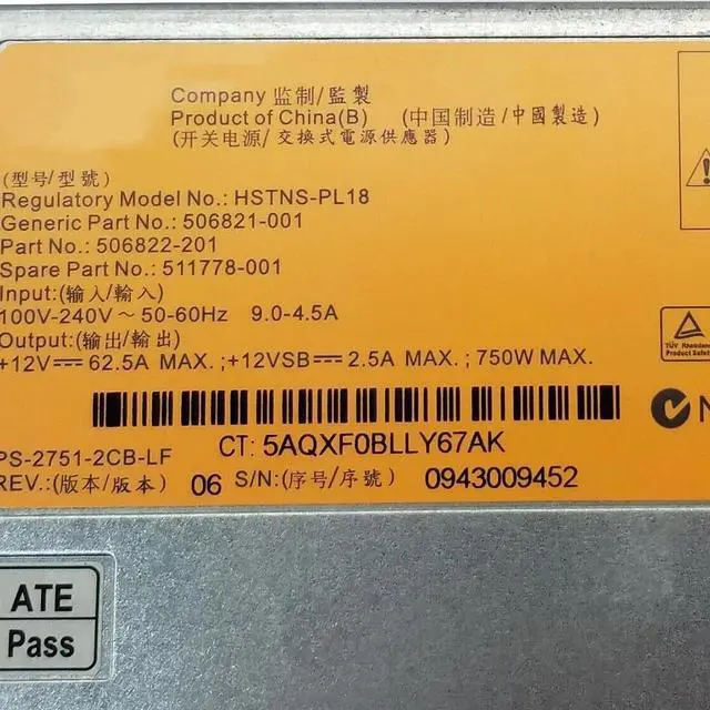 Alt view image 2 of 2 - 750W for HSTNS-PL18 750W Switching Power Supply 506821-001 511778-001 Mining PSU For G6 G7 G8 Server