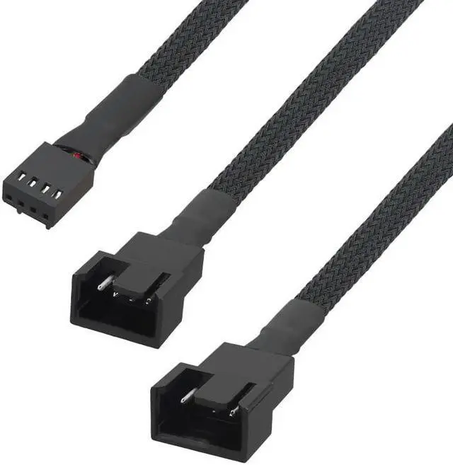 Main image of 4-Pin PWM GPU Dual Fan Splitter Adapter Cable Black Sleeved for Graphics Cards(26cm)