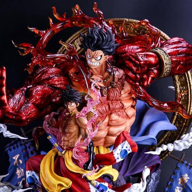 One Piece Anime Figure 30cm Wano Gear 4 Luffy 2 Head Pieces Statue Figures  Collectible Model Decoration Toy Christmas Gift