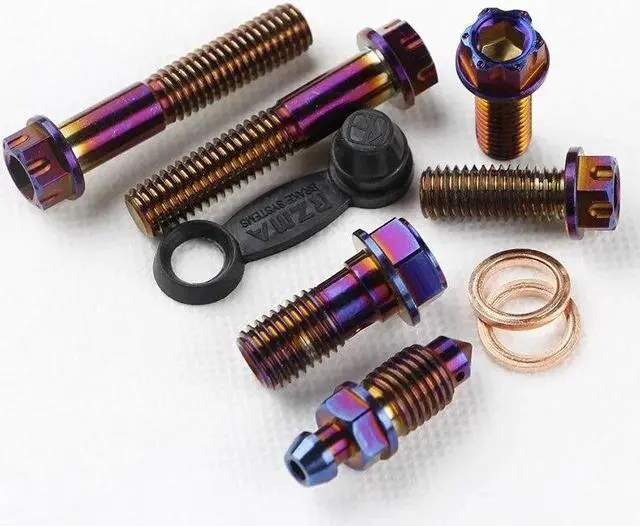 Main image of 1 Set Motorcycle Crab Brake Caliper Replacement Fixing Screws Banjo Bolts(blue 1 set)