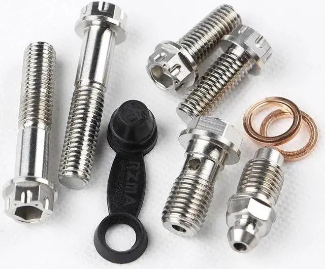 Main image of 1 Set Motorcycle Crab Brake Caliper Replacement Fixing Screws Banjo Bolts(silver 1 set)