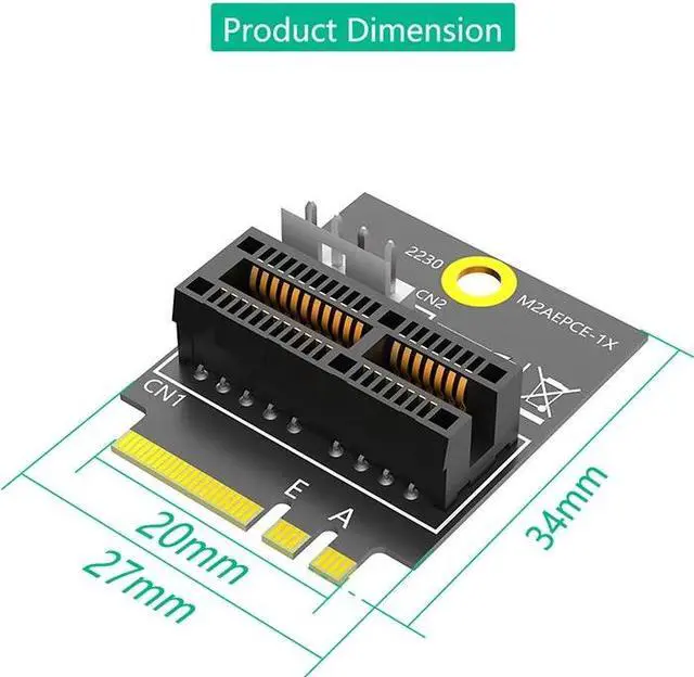Alt view image 5 of 6 - 2230 M.2 Key A+E to PCIE X1 Adapter Card PCI Express PCI-E 1X Slot to M2 NGFF Key A/A+E/E Converter Riser Card 4Pin Power Supply