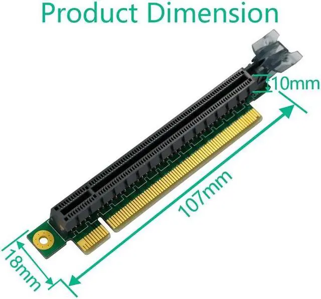 Alt view image 6 of 6 - PCIE 16X Riser Card Adapter PCI Express 3.0 PCI-E to PCI-E 16X Slot Converter 90 Degree Connectors for 1U 2U Server Case Chassis