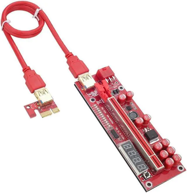 Alt view image 5 of 6 - 1PCS PCIE Riser 013 Pro Riser For Video Card GPU Riser PCI Express x16 USB3.0 6Pin Cable W/Temperature Display Bitcoin Mining