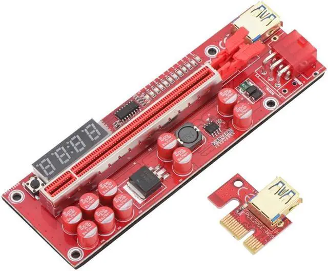 Alt view image 2 of 6 - 1PCS PCIE Riser 013 Pro Riser For Video Card GPU Riser PCI Express x16 USB3.0 6Pin Cable W/Temperature Display Bitcoin Mining