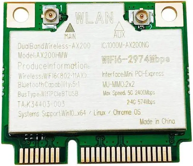 Alt view image 6 of 6 - 2974Mbps Wifi 6 Dual Band Wireless Half Mini PCI-E Network Wlan Wifi Card Bluetooth 5.1 802.11ax/ac 2.4/5Ghz Adapter MU-MIMO