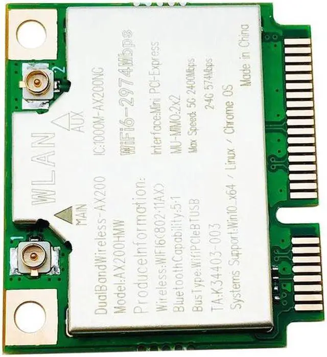 Alt view image 3 of 6 - 2974Mbps Wifi 6 Dual Band Wireless Half Mini PCI-E Network Wlan Wifi Card Bluetooth 5.1 802.11ax/ac 2.4/5Ghz Adapter MU-MIMO