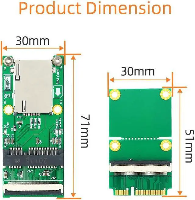Alt view image 5 of 6 - Mini PCI-E to Mini PCIE / mSATA Flexible Extender Riser Cable with SIM Card Slot Bracket for WIFI/WWAN/WLAN module for mSATA SSD