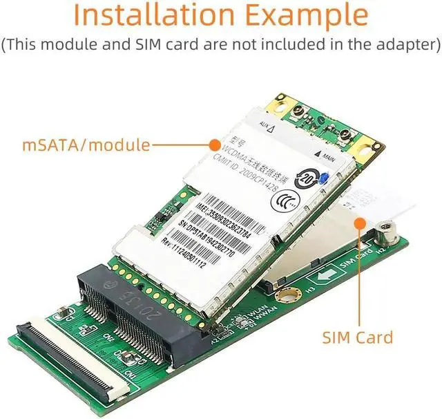 Alt view image 4 of 6 - Mini PCI-E to Mini PCIE / mSATA Flexible Extender Riser Cable with SIM Card Slot Bracket for WIFI/WWAN/WLAN module for mSATA SSD