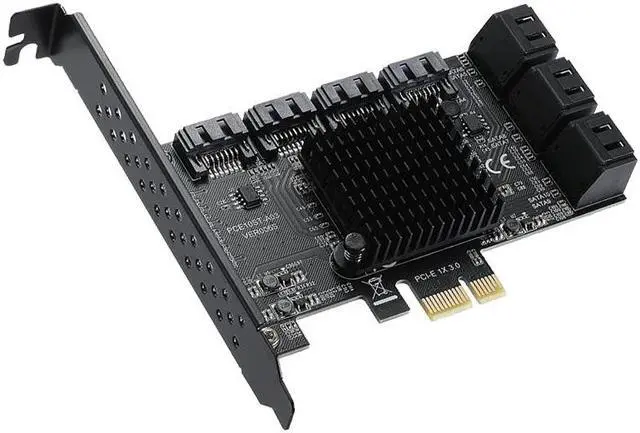 Alt view image 2 of 6 - Mining Riser PCIE SATA PCI-E Adapter PCIE to SATA Controller Multiplier 10 Ports SATA 3.0 6Gbps to PCI Express X1 Expansion Card