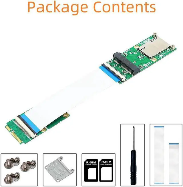 Alt view image 6 of 6 - Mini PCI-E to Mini PCIE / mSATA Flexible Extender Riser Cable with SIM Card Slot Bracket for WIFI/WWAN/WLAN module for mSATA SSD