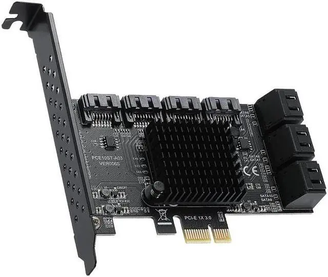 Alt view image 3 of 6 - Mining Riser PCIE SATA PCI-E Adapter PCIE to SATA Controller Multiplier 10 Ports SATA 3.0 6Gbps to PCI Express X1 Expansion Card