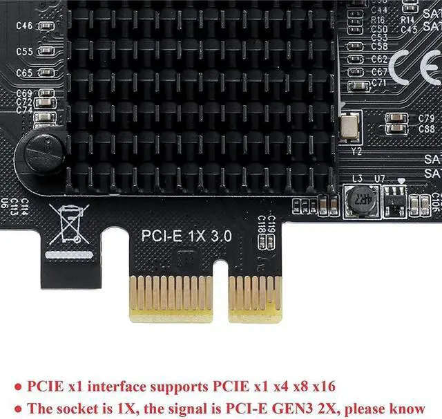Alt view image 4 of 6 - Mining Riser PCIE SATA PCI-E Adapter PCIE to SATA Controller Multiplier 10 Ports SATA 3.0 6Gbps to PCI Express X1 Expansion Card