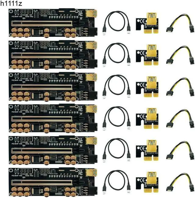 Main image of 6PCS PCIE Riser VER018 Pro Riser For Video Card USB 3.0 Cable PCI Express X16 Extender PCI-E Riser Card For Bitcoin Miner Mining