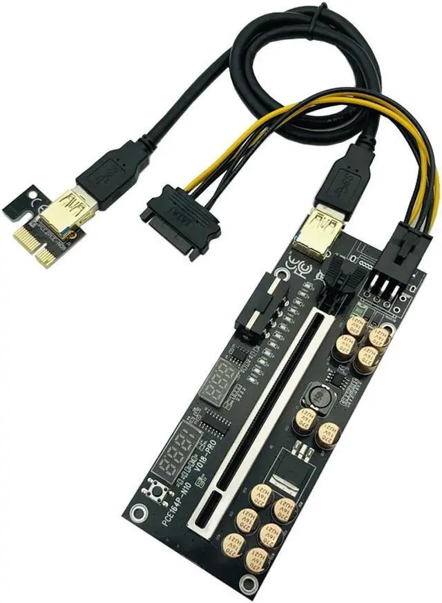 Alt view image 6 of 6 - 6PCS PCIE Riser VER018 Pro Riser For Video Card USB 3.0 Cable PCI Express X16 Extender PCI-E Riser Card For Bitcoin Miner Mining