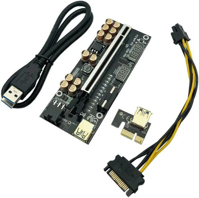 Alt view image 5 of 6 - 6PCS PCIE Riser VER018 Pro Riser For Video Card USB 3.0 Cable PCI Express X16 Extender PCI-E Riser Card For Bitcoin Miner Mining