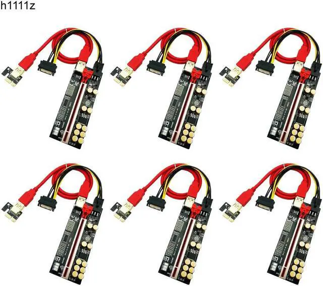 Main image of 6PCS Riser 016 USB3.0 PCIE Riser PCI Express X16 Extender Adapter 016 GPU Riser Card SATA 15pin to 6pin Power Voltage Monitoring