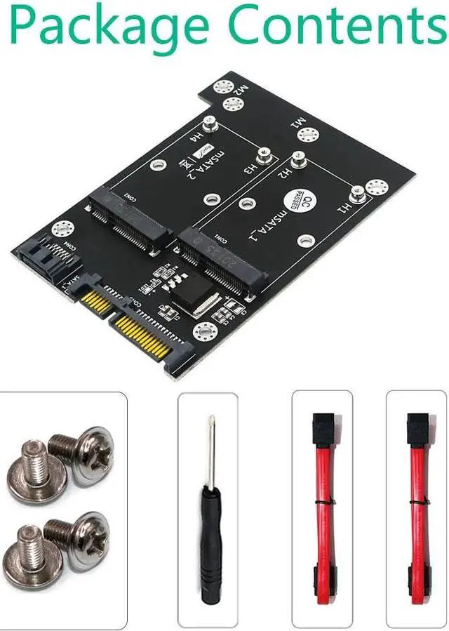 Alt view image 6 of 6 - Upgrade Version MSATA to SATA Adapter Dual mSATA SSD to Dual SATA 3 6Gbps Converter Board Riser Card for Windows Linux Mac 10 OS