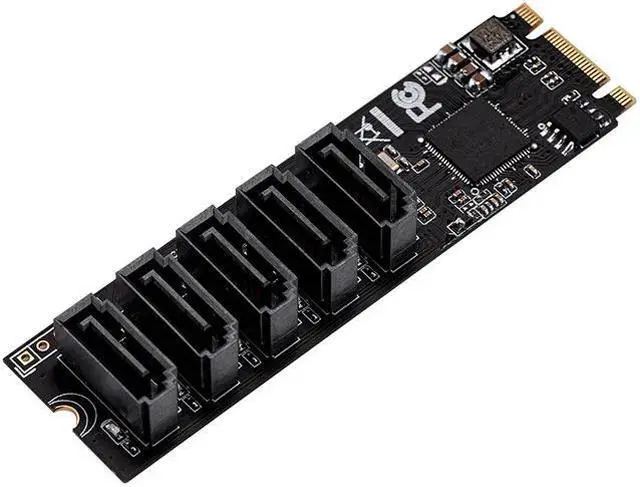 Alt view image 2 of 6 - M.2 to SATA Adapter SATA Port Multiplier M.2 to 5 Ports SATA3 6Gb SSD Adapter SATAIII Cable Support UEFI PCIe Gen3x2 JMB585 Chip