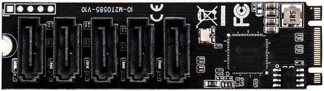 Alt view image 3 of 6 - M.2 to SATA Adapter SATA Port Multiplier M.2 to 5 Ports SATA3 6Gb SSD Adapter SATAIII Cable Support UEFI PCIe Gen3x2 JMB585 Chip