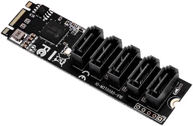 Alt view image 4 of 6 - M.2 to SATA Adapter SATA Port Multiplier M.2 to 5 Ports SATA3 6Gb SSD Adapter SATAIII Cable Support UEFI PCIe Gen3x2 JMB585 Chip