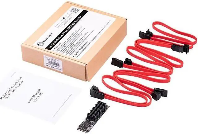 Alt view image 6 of 6 - M.2 to SATA Adapter SATA Port Multiplier M.2 to 5 Ports SATA3 6Gb SSD Adapter SATAIII Cable Support UEFI PCIe Gen3x2 JMB585 Chip
