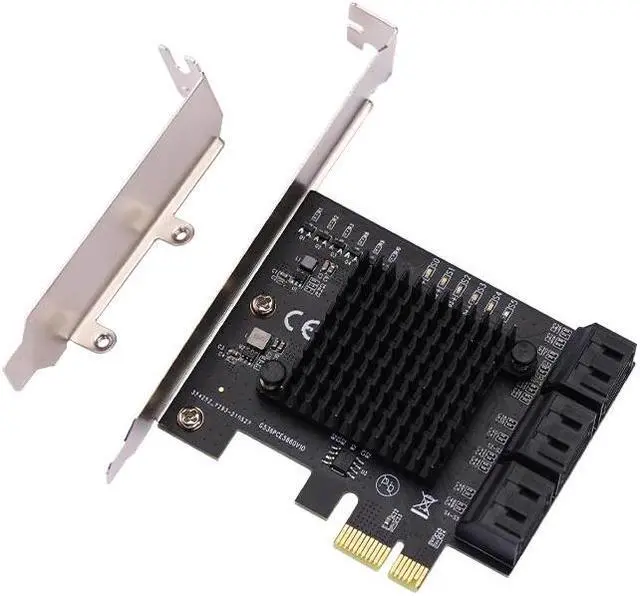 Alt view image 2 of 6 - PCIE SATA PCI-E to SATA Controller 6 Gb/s PCI Express SATA Extension Card Expansion Adapter 6 Port SATA3.0 Riser for Chia Mining