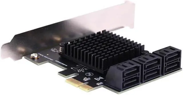 Alt view image 4 of 6 - PCIE SATA PCI-E to SATA Controller 6 Gb/s PCI Express SATA Extension Card Expansion Adapter 6 Port SATA3.0 Riser for Chia Mining