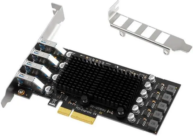 Alt view image 4 of 6 - PCIE USB Card 4 Port USB Multiplier Hub PCI E 4X Express to USB 3.2 Gen2 10G USB3.2 GEN 2 Expansion Card ASM3142 Chip for PC