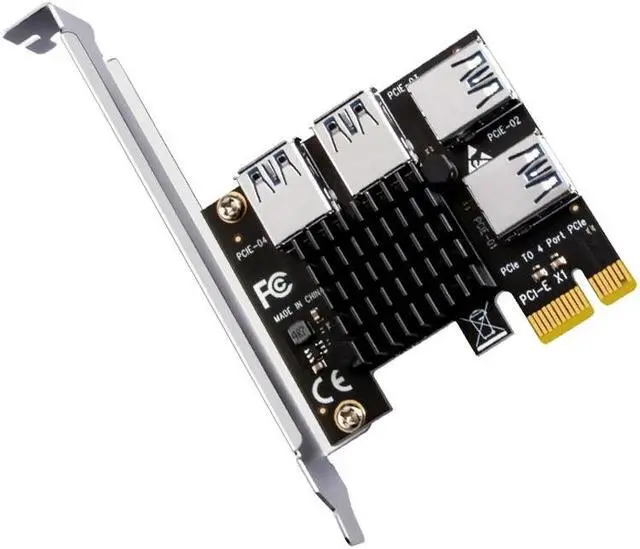 Alt view image 4 of 6 - PCIE 1 to 4 Riser Card PCI-E 1X to 4 Riser USB 3.0 5Gb Multiplier Hub PCI Express X16 Riser for Video Card for BTC Miner Mining