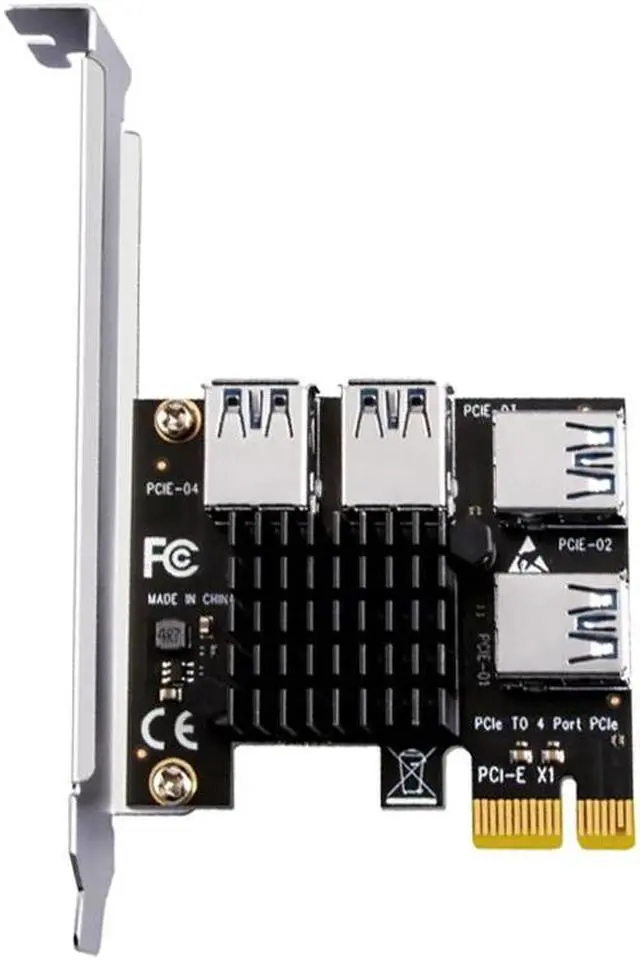 Alt view image 5 of 6 - PCIE 1 to 4 Riser Card PCI-E 1X to 4 Riser USB 3.0 5Gb Multiplier Hub PCI Express X16 Riser for Video Card for BTC Miner Mining