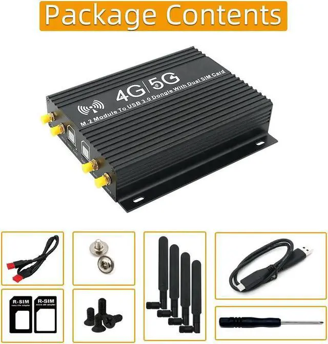 Alt view image 6 of 6 - M.2 Network Adpater NGFF M.2 4G/5G Module to USB 3.0 Adapter with Dual SIM Card Slots Cooler Fan DC 5-12V Type-C Auxiliary Power