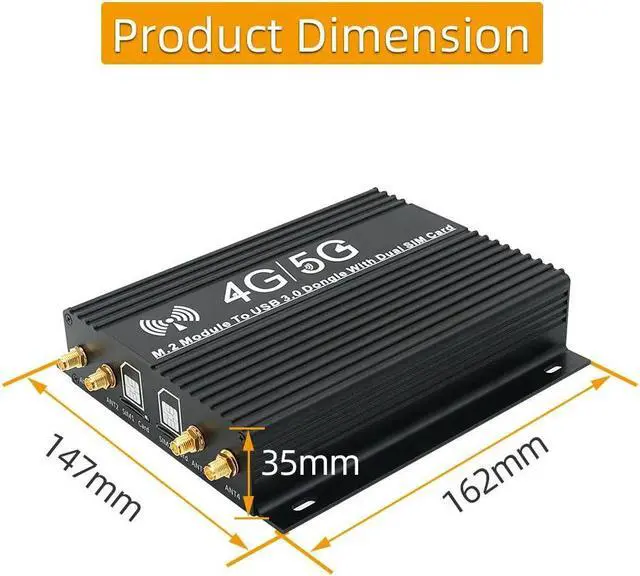 Alt view image 5 of 6 - M.2 Network Adpater NGFF M.2 4G/5G Module to USB 3.0 Adapter with Dual SIM Card Slots Cooler Fan DC 5-12V Type-C Auxiliary Power