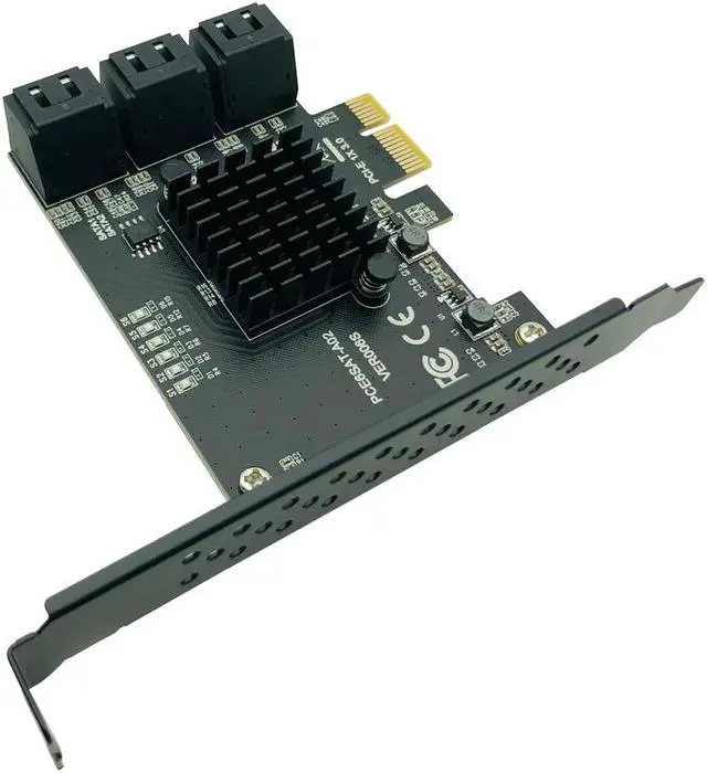 Alt view image 5 of 6 - PCI express to 6 Ports SATA Controller SATA 3 III 3.0 6Gbps to PCI-e x1 Card Adapter PCIe SATA3 Expansion Card Riser For Windows