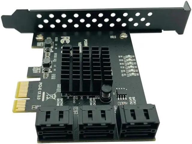 Alt view image 3 of 6 - PCI express to 6 Ports SATA Controller SATA 3 III 3.0 6Gbps to PCI-e x1 Card Adapter PCIe SATA3 Expansion Card Riser For Windows