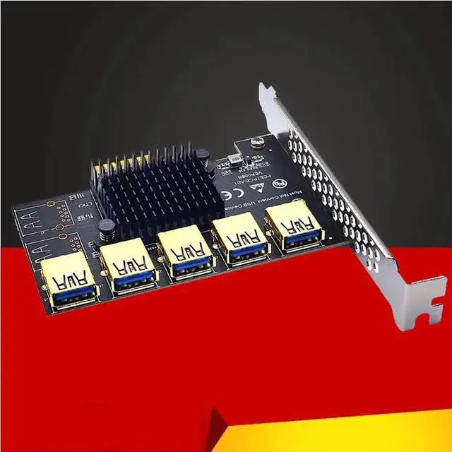 Alt view image 2 of 6 - PCI Express Multiplier Riser Card PCIE 1 To 5 Ports USB 3.0 Hub Express 1X 4X 8X 16X Extender Riser For Video Card Miner Mining