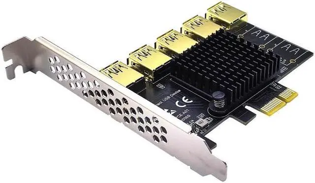 Alt view image 5 of 6 - PCI Express Multiplier Riser Card PCIE 1 To 5 Ports USB 3.0 Hub Express 1X 4X 8X 16X Extender Riser For Video Card Miner Mining